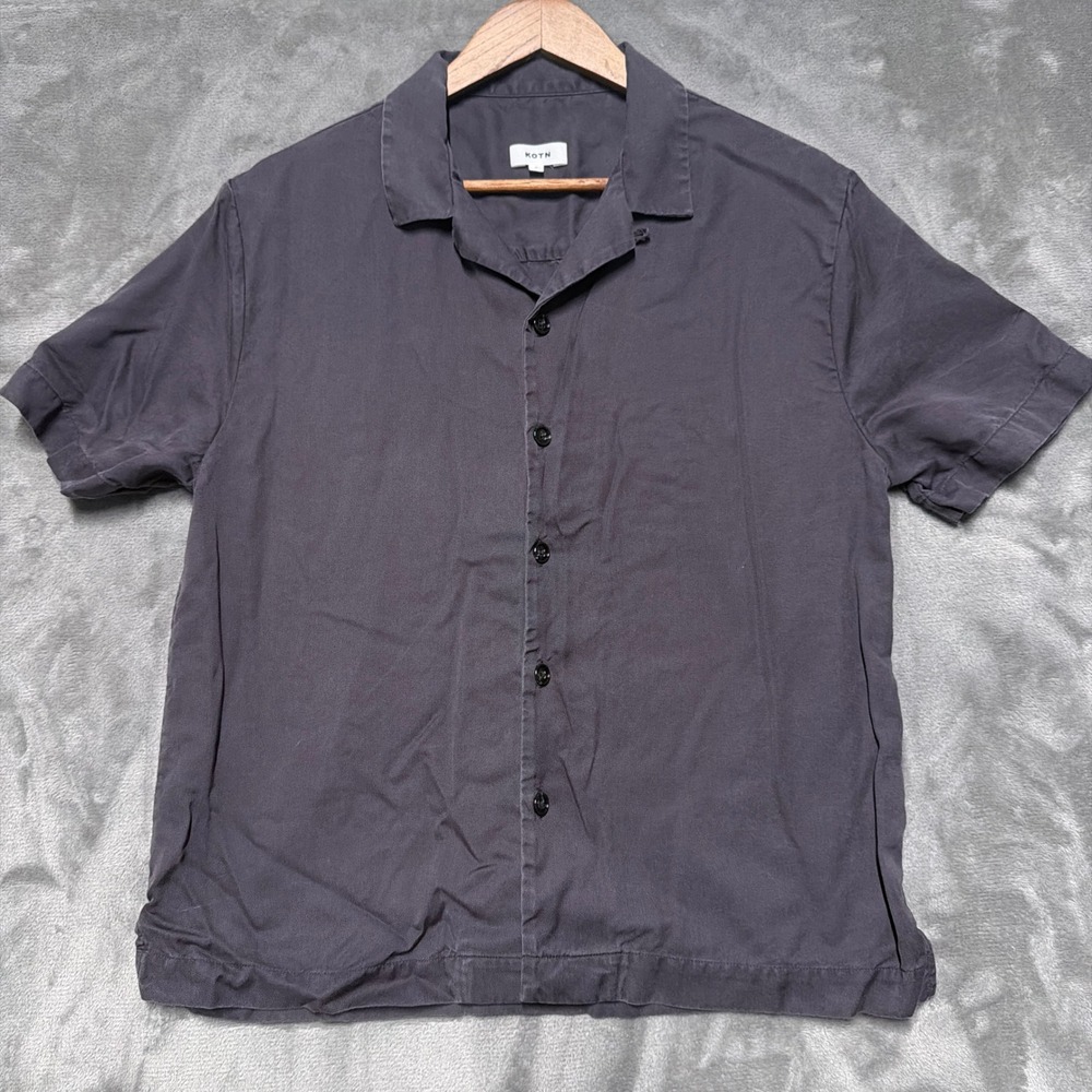 Kotn Lyocell Camp Collar Shirt Women Small Grey Boxy Relaxed Fit Gorp Minimalist